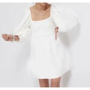 Tuckernuck White Annie Smocked Dress Linen Womens Size Xl